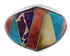 Southwest Sterling Silver Multicolor Inlay Ring Size 8-1/2 EX22455